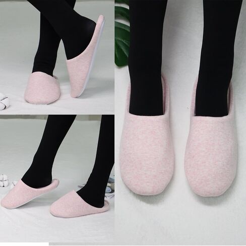 ofoot Women's Non-Slip House Slippers - Lightweight Cotton Memory Foam Indoor Slip-On, Machine Washable & Foldable Travel Design for Home, Yoga, Narrow/Wide Fit Options in Kuwait