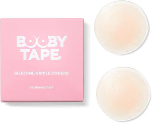 Booby Tape - Nipple Cover, Reusable Nipple Pasties for Daily Wear, Polyester Pasties for Women with Pure Water-Based Acrylic Adhesive, Vegan and Cruelty-Free, 5 cm Each, 5 Pairs Nude in Kuwait