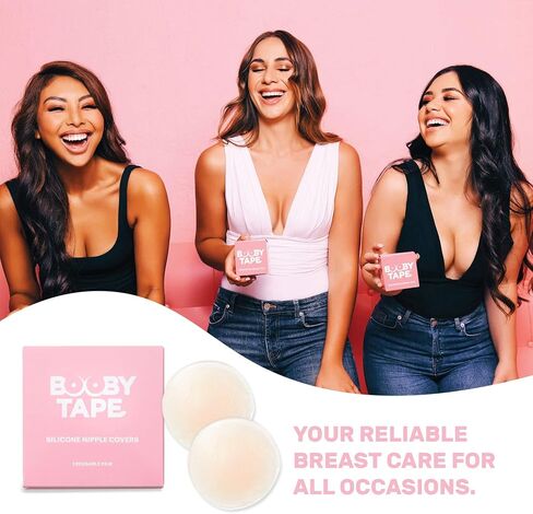 Booby Tape - Nipple Cover, Reusable Nipple Pasties for Daily Wear, Polyester Pasties for Women with Pure Water-Based Acrylic Adhesive, Vegan and Cruelty-Free, 5 cm Each, 5 Pairs Nude in Kuwait