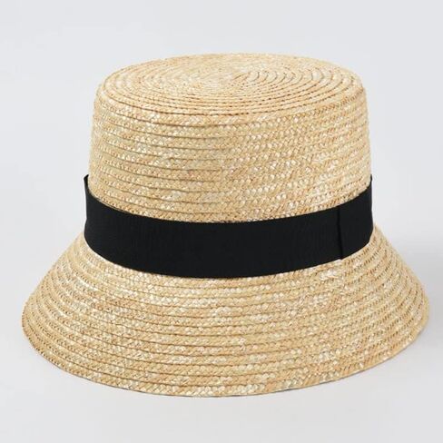 Fashion Straw Bucket Hat Women UV Sun Hats Vacation Beach Hat Flat Summer Sun hat (B) in Saudi Arabia