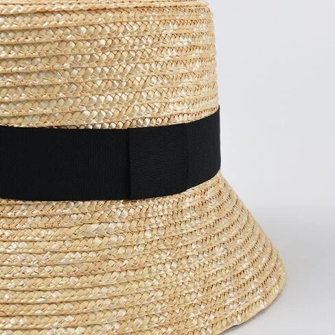 Fashion Straw Bucket Hat Women UV Sun Hats Vacation Beach Hat Flat Summer Sun hat (B) in Saudi Arabia