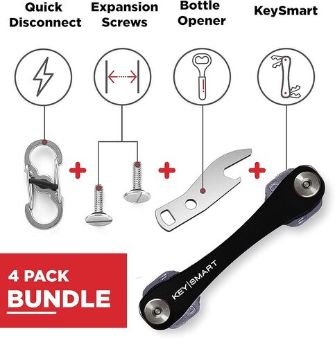 KeySmart - حامل مفاتيح صغير الحجم ومنظم سلسلة مفاتيح (مع حزمة توسيع - 14 مفتاحًا، قطع اتصال سريع وفتاحة زجاجات) in Kuwait