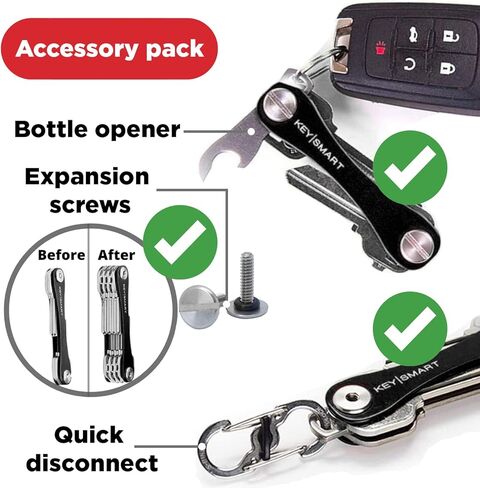 KeySmart - حامل مفاتيح صغير الحجم ومنظم سلسلة مفاتيح (مع حزمة توسيع - 14 مفتاحًا، قطع اتصال سريع وفتاحة زجاجات) in Kuwait