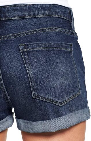 LookbookStore شورت جينز نسائي عالي الخصر من قماش الدنيم ممزق بأزرار وأكمام in Kuwait