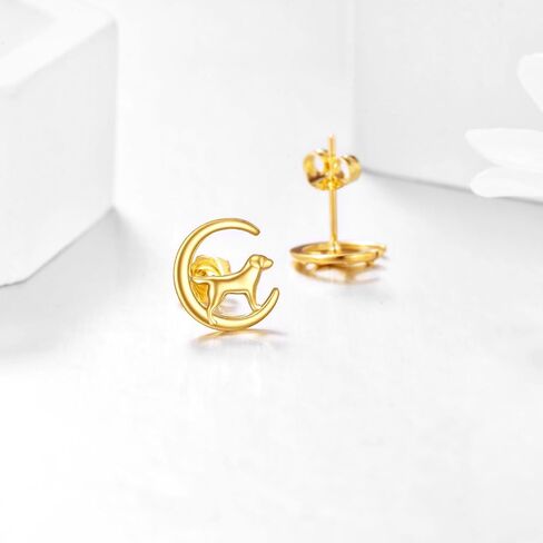 KECHO 14k Gold Animal Earrings Solid Gold Moon Stud Earrings for Women Girls 14K Real Gold Jewelry Gifts for Her in Kuwait