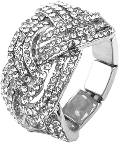 Nicole Miller New York Silvertone Twisted Stretch Clear Crystal Rhinestones Fashion Ring in Saudi Arabia