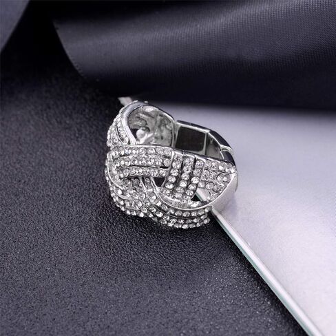 Nicole Miller New York Silvertone Twisted Stretch Clear Crystal Rhinestones Fashion Ring in Saudi Arabia
