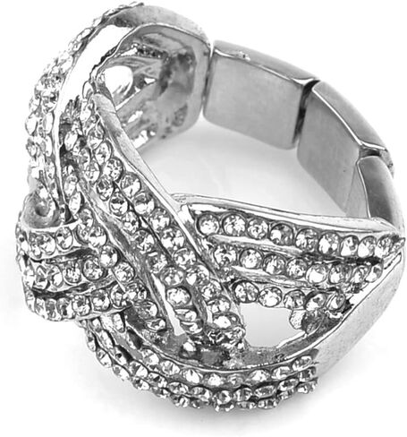 Nicole Miller New York Silvertone Twisted Stretch Clear Crystal Rhinestones Fashion Ring in Saudi Arabia