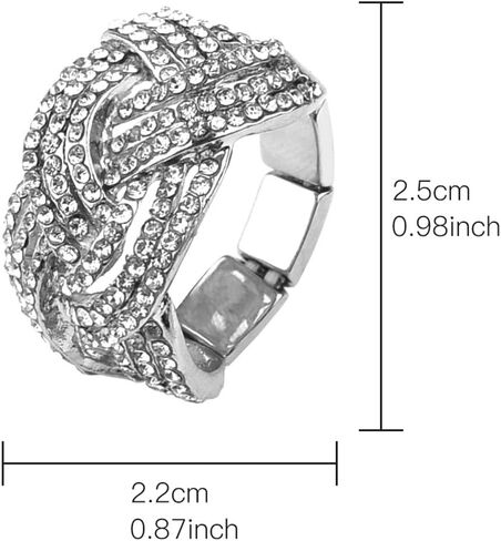 Nicole Miller New York Silvertone Twisted Stretch Clear Crystal Rhinestones Fashion Ring in Saudi Arabia