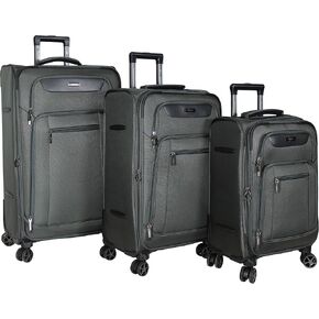 Dejuno Executive 3-Piece Spinner Luggage Set with USB Port, Black
