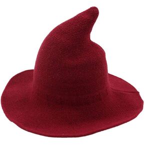 Michellecmm Women Halloween Witch Hat Knitted Wool Cap for Halloween Party Masquerade Cosplay Costume Accessory Wizard Hat