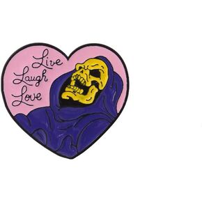 Live Laugh Love Enamel Pin Heart Shape Skeleton Horror Mushroom Flower Skull Badge Brooch Lapel for Jeans Shirt Bag Gothic Jewelry Giftfor friend Halloween Decoration Brooch in Saudi Arabia