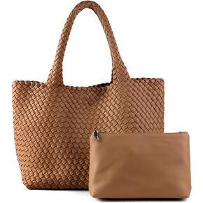 حقيبة كتف نسائية منسوجة يدويًا من البولي يوريثان من LEMONEYE، محفظة بحزام أنيق مناسبة للعمل والتسوق والسفر يوميًا in Kuwait