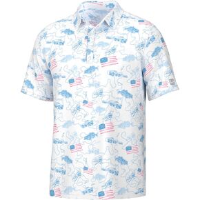 HUK Men's Pursuit Pattern, Performance Short Sleeve Polo Shirt