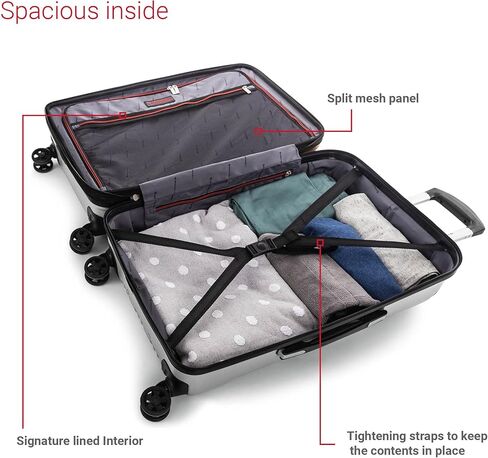 سويس موبيليتي مجموعة حقائب سفر بهيكل صلب من بي في جي كوليكشن مكونة من 3 قطع، حقائب قابلة للتوسيع بعجلات دوارة 360 درجة، مقبض قابل للسحب، 20 انش للحمل، مقاس متوسط 24 انش، حقائب كبيرة 28 انش، فضي, فضي in Kuwait