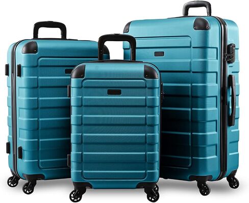 Hipack Hardside 3-Piece Spinner Luggage Set, Black, One_Size in Saudi Arabia