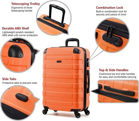 Hipack Hardside 3-Piece Spinner Luggage Set, Black, One_Size in Saudi Arabia