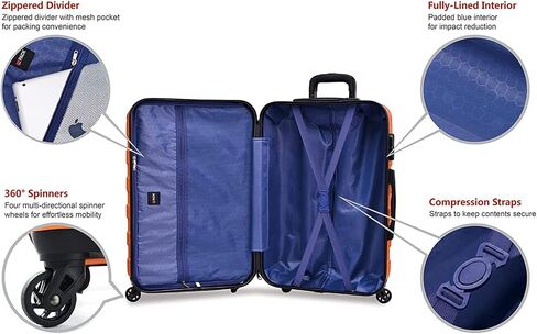 Hipack Hardside 3-Piece Spinner Luggage Set, Black, One_Size in Saudi Arabia