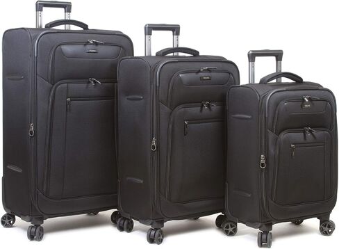 Dejuno Executive 3-Piece Spinner Luggage Set with USB Port, Black in Saudi Arabia
