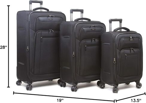 Dejuno Executive 3-Piece Spinner Luggage Set with USB Port, Black in Saudi Arabia