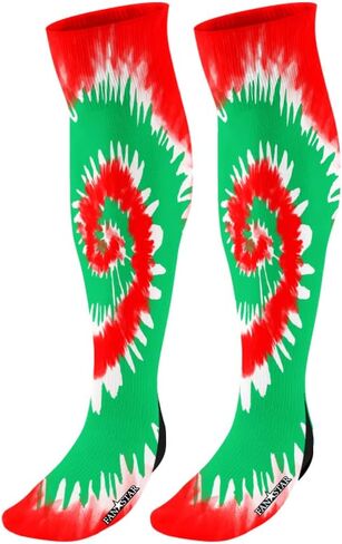 جوارب FAN STAR Tie Dye Knee High Socks مثالية لكرة القدم، الكرة اللينة، كرة السلة، لاكروس، الهوكي الميداني، البهجة in Saudi Arabia