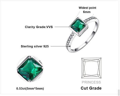 JewelryPalace قطع مربع 1 قيراط مكون من الياقوت مقلد خواتم سوليتير الزمرد لها، 14 قيراط أبيض أصفر وردي من الذهب 925 خاتم وعد من الفضة الاسترليني للنساء، خواتم مجموعات مجوهرات من الأحجار الكريمة in Saudi Arabia