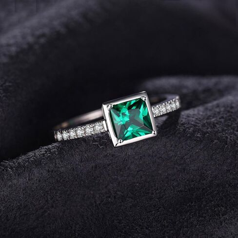 JewelryPalace قطع مربع 1 قيراط مكون من الياقوت مقلد خواتم سوليتير الزمرد لها، 14 قيراط أبيض أصفر وردي من الذهب 925 خاتم وعد من الفضة الاسترليني للنساء، خواتم مجموعات مجوهرات من الأحجار الكريمة in Saudi Arabia