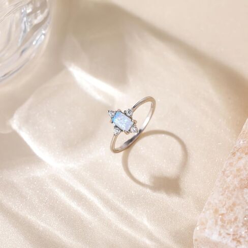 SHINYSO 925 Sterling Silver Ring Wedding Band for Women Created Opal Engagement Promise Ring and Anniversary Eternity Ring Size 4-10 in Saudi Arabia