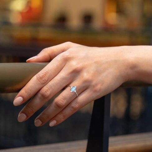 SHINYSO 925 Sterling Silver Ring Wedding Band for Women Created Opal Engagement Promise Ring and Anniversary Eternity Ring Size 4-10 in Saudi Arabia