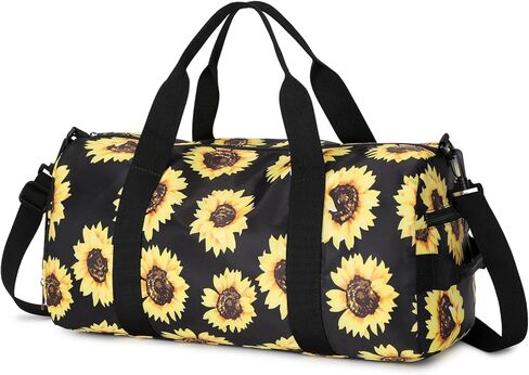 Sports Gym Bag for Women Girls Travel Duffle Bag Foldable Weekender Bag Overnight Bag Large Travel Bags with Shoe Compartment, Sunflower in Kuwait