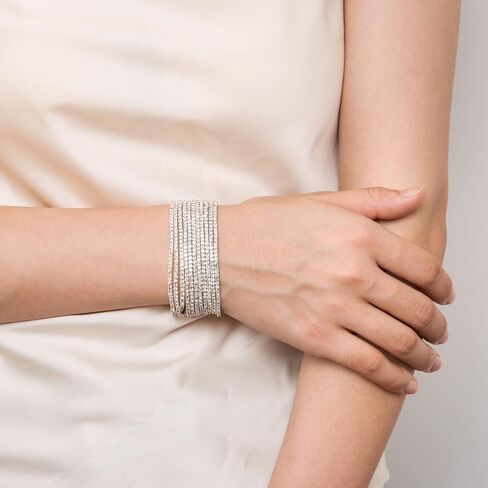 HZMAN 10 Pcs Tennis Bracelets Set for Women Girl 14K Gold Plated Dainty Cubic Zirconia Adjustable Stackable Stretch Bracelet Wedding Party Jewelry Gift in Saudi Arabia