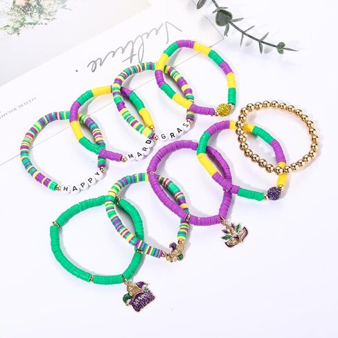 NVENF Rainbow Heishi Bracelets for Women Stackable African Vinyl Disc Bead Stretch Bracelets Bohemia Layered Surfer Bracelets Summer Beach Accessory in Saudi Arabia