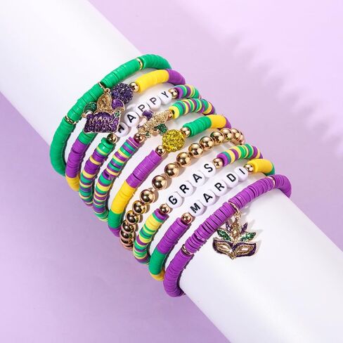 NVENF Rainbow Heishi Bracelets for Women Stackable African Vinyl Disc Bead Stretch Bracelets Bohemia Layered Surfer Bracelets Summer Beach Accessory in Saudi Arabia