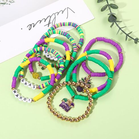 NVENF Rainbow Heishi Bracelets for Women Stackable African Vinyl Disc Bead Stretch Bracelets Bohemia Layered Surfer Bracelets Summer Beach Accessory in Saudi Arabia
