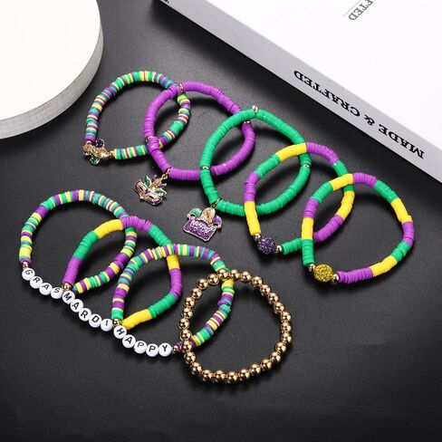 NVENF Rainbow Heishi Bracelets for Women Stackable African Vinyl Disc Bead Stretch Bracelets Bohemia Layered Surfer Bracelets Summer Beach Accessory in Saudi Arabia