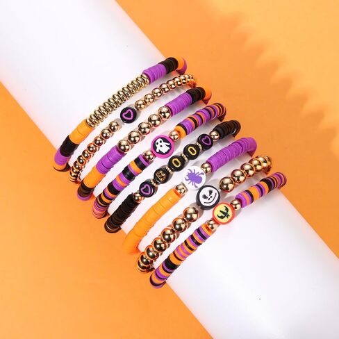 NVENF Rainbow Heishi Bracelets for Women Stackable African Vinyl Disc Bead Stretch Bracelets Bohemia Layered Surfer Bracelets Summer Beach Accessory in Saudi Arabia