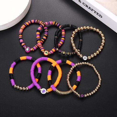 NVENF Rainbow Heishi Bracelets for Women Stackable African Vinyl Disc Bead Stretch Bracelets Bohemia Layered Surfer Bracelets Summer Beach Accessory in Saudi Arabia