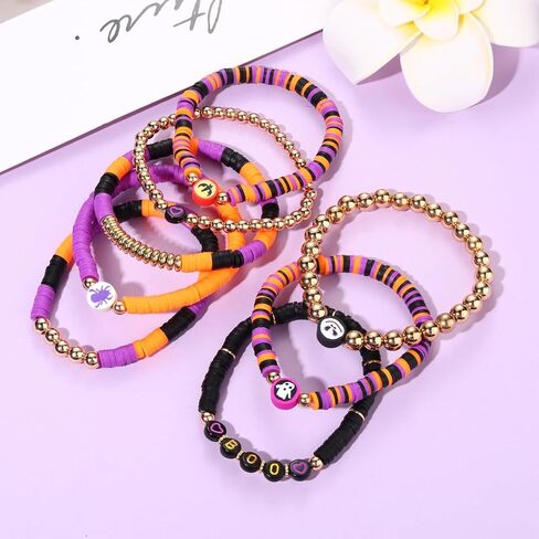 NVENF Rainbow Heishi Bracelets for Women Stackable African Vinyl Disc Bead Stretch Bracelets Bohemia Layered Surfer Bracelets Summer Beach Accessory in Saudi Arabia