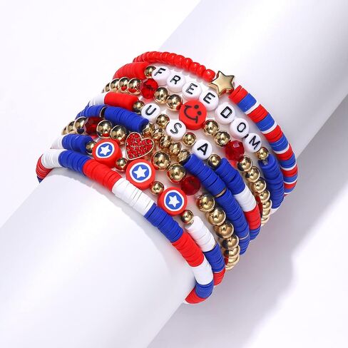 NVENF Rainbow Heishi Bracelets for Women Stackable African Vinyl Disc Bead Stretch Bracelets Bohemia Layered Surfer Bracelets Summer Beach Accessory in Saudi Arabia