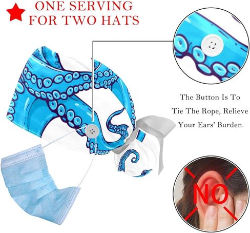 قبعات منتفخة قابلة للتعديل من قطعتين قبعة بيسبول رياضية للعمل مع حقيبة ذيل الحصان قبعة ممرضة جراحية ناعمة in Kuwait