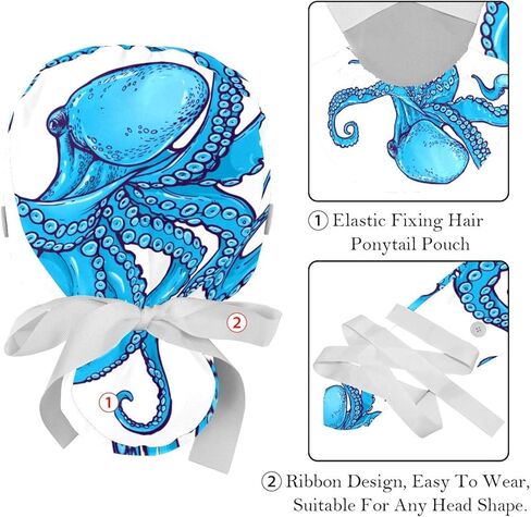 قبعات منتفخة قابلة للتعديل من قطعتين قبعة بيسبول رياضية للعمل مع حقيبة ذيل الحصان قبعة ممرضة جراحية ناعمة in Kuwait