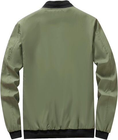 PEGENO Men's Lightweight Spring Fall Flight Bomber Jacket Sportwear Full Zip Windbreaker Casual Thin Coat in Saudi Arabia