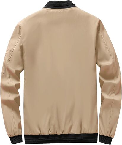 PEGENO Men's Lightweight Spring Fall Flight Bomber Jacket Sportwear Full Zip Windbreaker Casual Thin Coat in Saudi Arabia