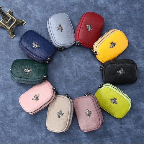 محفظة صغيرة للعملات المعدنية من Yocipa للنساء، حافظة بطاقات جلدية قابلة للتغيير، سحاب (أحمر قرميدي) in Kuwait