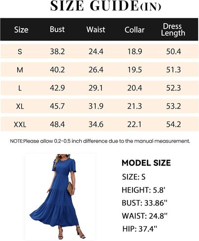 PRETTYGARDEN Women's Summer Casual Short Flutter Sleeve Round Neck Smocked Waist Tiered Boho Floral Flowy Maxi Dress in Saudi Arabia