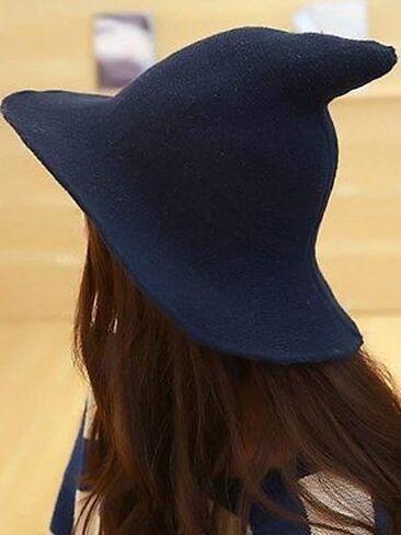 Michellecmm Women Halloween Witch Hat Knitted Wool Cap for Halloween Party Masquerade Cosplay Costume Accessory Wizard Hat in Saudi Arabia