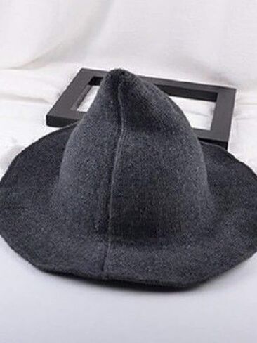 Michellecmm Women Halloween Witch Hat Knitted Wool Cap for Halloween Party Masquerade Cosplay Costume Accessory Wizard Hat in Saudi Arabia