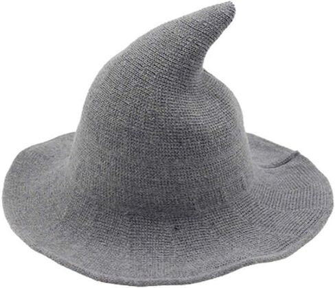 Michellecmm Women Halloween Witch Hat Knitted Wool Cap for Halloween Party Masquerade Cosplay Costume Accessory Wizard Hat in Saudi Arabia