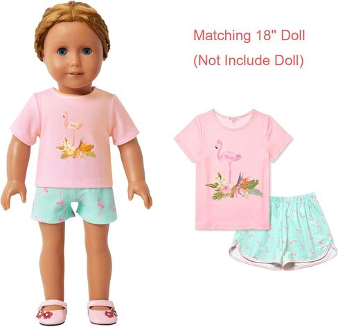QPANCY Matching Girls & Dolls Pajamas Unicorn Pj Sets Summer Cotton Sleepwear in Kuwait