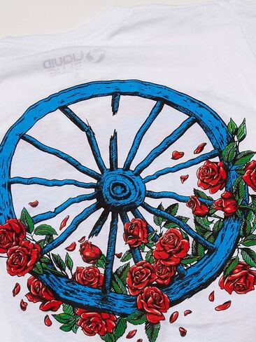 Liquid Blue Grateful Dead Bertha Wheel and Roses Short Sleeve Tee in Kuwait